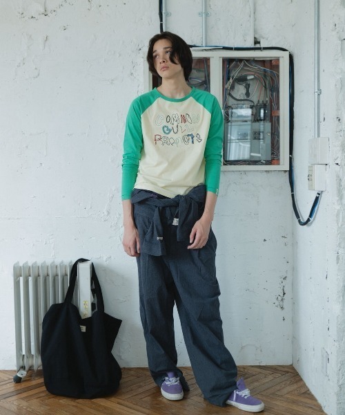 common gull products.(コモンガルプロダクツ)の「暮れかけのラグラン(Tシャツ/カットソー・レディース・ネイビー/ダークブラウン系/キナリ/イエロー系/イエロー系1/ミント・SMALL/MEDIUM/LARGE)」の14枚目の写真