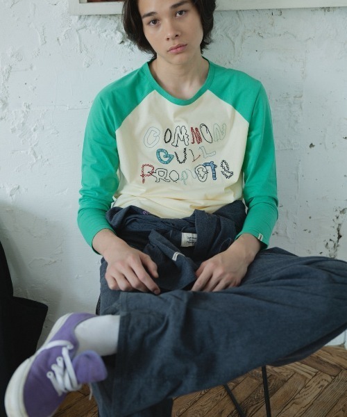 common gull products.(コモンガルプロダクツ)の「暮れかけのラグラン(Tシャツ/カットソー・レディース・ネイビー/ダークブラウン系/キナリ/イエロー系/イエロー系1/ミント・SMALL/MEDIUM/LARGE)」の18枚目の写真