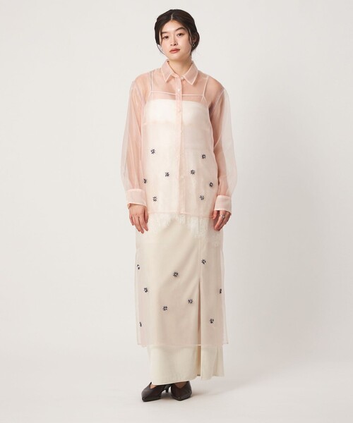 green label relaxing(グリーンレーベルリラクシング)の「<GLR_MINE>ビジュー シャツ&ビスチェ セット(シャツ/ブラウス・レディース・ブラック/ベージュ・FREE)」の3枚目の写真