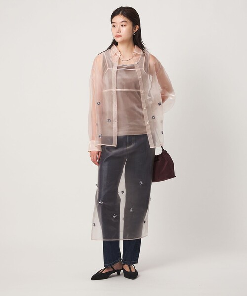 green label relaxing(グリーンレーベルリラクシング)の「<GLR_MINE>ビジュー シャツ&ビスチェ セット(シャツ/ブラウス・レディース・ブラック/ベージュ・FREE)」の5枚目の写真