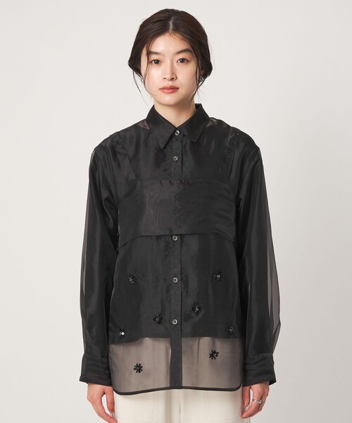 green label relaxing(グリーンレーベルリラクシング)の「<GLR_MINE>ビジュー シャツ&ビスチェ セット(シャツ/ブラウス・レディース・ブラック/ベージュ・FREE)」の19枚目の写真