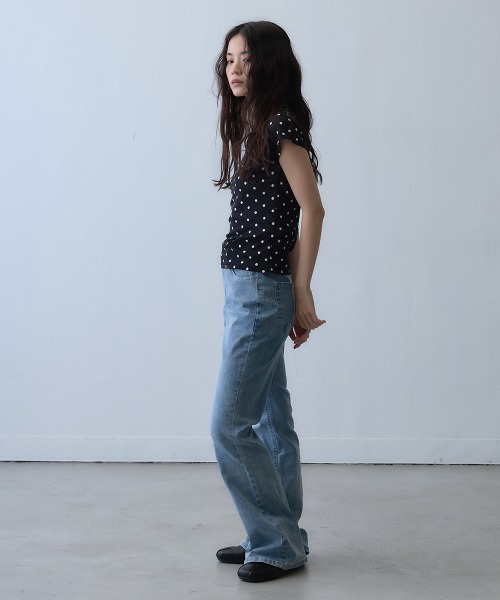 Clum(クルム)の「dot sheer compact top / ドットシアーコンパクトトップス(Tシャツ/カットソー・レディース・ブラック・MEDIUM/SMALL)」の5枚目の写真