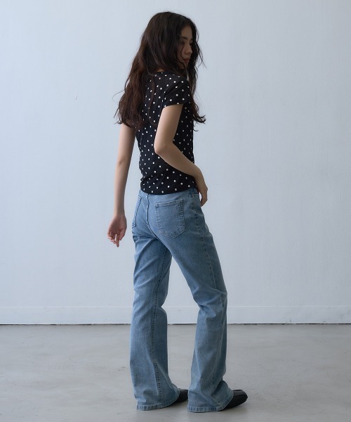 Clum(クルム)の「dot sheer compact top / ドットシアーコンパクトトップス(Tシャツ/カットソー・レディース・ブラック・MEDIUM/SMALL)」の6枚目の写真