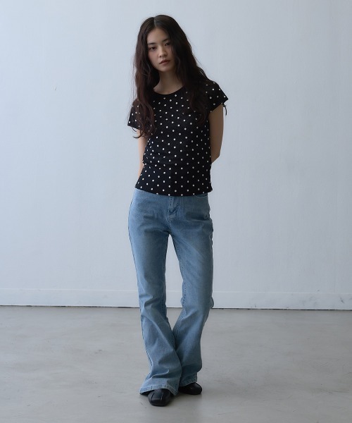 Clum(クルム)の「dot sheer compact top / ドットシアーコンパクトトップス(Tシャツ/カットソー・レディース・ブラック・MEDIUM/SMALL)」の10枚目の写真