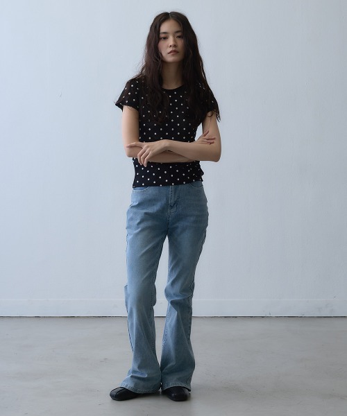 Clum(クルム)の「dot sheer compact top / ドットシアーコンパクトトップス(Tシャツ/カットソー・レディース・ブラック・MEDIUM/SMALL)」の11枚目の写真