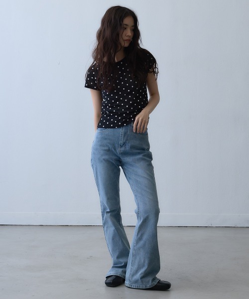 Clum(クルム)の「dot sheer compact top / ドットシアーコンパクトトップス(Tシャツ/カットソー・レディース・ブラック・MEDIUM/SMALL)」の12枚目の写真