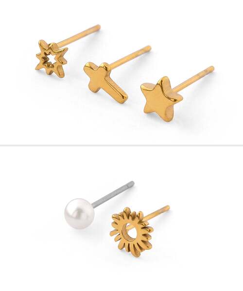 ANEMONE（アネモネ）の「【ステンレス】モチーフピアス[5個セット]（ピアス（両耳用）・レディース・シルバー/ゴールド・FREE）」の3枚目の写真