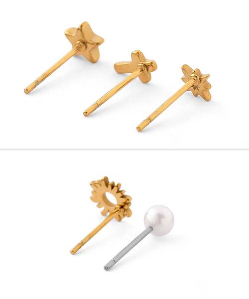 ANEMONE（アネモネ）の「【ステンレス】モチーフピアス[5個セット]（ピアス（両耳用）・レディース・シルバー/ゴールド・FREE）」の4枚目の写真