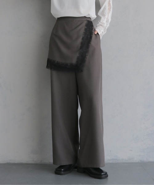&g'aime(アンジェム)の「【&g'aime 】レースレイヤードパンツ Lace Layered Pants(スラックス・レディース・ブラウン/ブラック・FREE)」の2枚目の写真