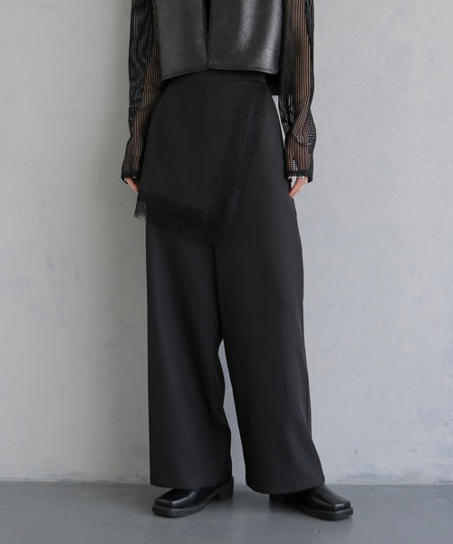 &g'aime(アンジェム)の「【&g'aime 】レースレイヤードパンツ Lace Layered Pants(スラックス・レディース・ブラウン/ブラック・FREE)」の1枚目の写真