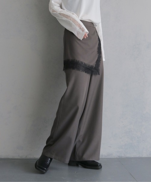 &g'aime(アンジェム)の「【&g'aime 】レースレイヤードパンツ Lace Layered Pants(スラックス・レディース・ブラウン/ブラック・FREE)」の6枚目の写真