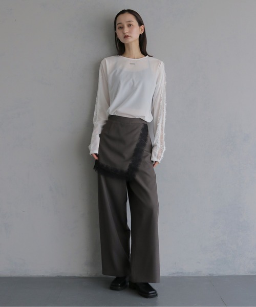 &g'aime(アンジェム)の「【&g'aime 】レースレイヤードパンツ Lace Layered Pants(スラックス・レディース・ブラウン/ブラック・FREE)」の9枚目の写真