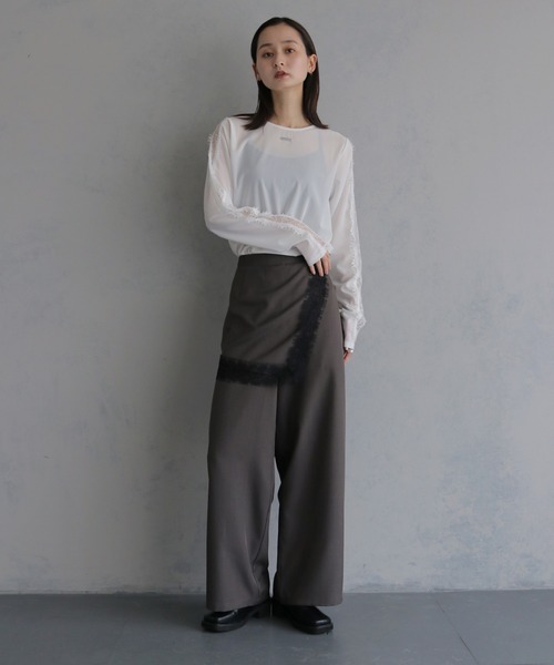 &g'aime(アンジェム)の「【&g'aime 】レースレイヤードパンツ Lace Layered Pants(スラックス・レディース・ブラウン/ブラック・FREE)」の10枚目の写真
