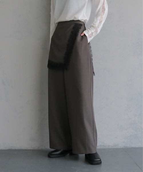 &g'aime(アンジェム)の「【&g'aime 】レースレイヤードパンツ Lace Layered Pants(スラックス・レディース・ブラウン/ブラック・FREE)」の4枚目の写真