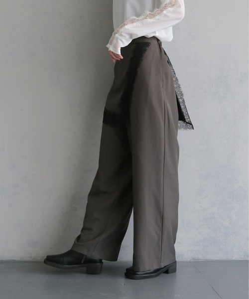 &g'aime(アンジェム)の「【&g'aime 】レースレイヤードパンツ Lace Layered Pants(スラックス・レディース・ブラウン/ブラック・FREE)」の5枚目の写真