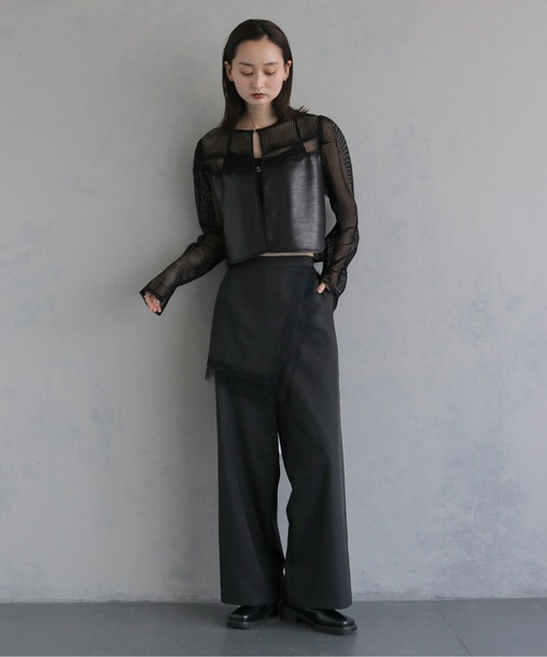 &g'aime(アンジェム)の「【&g'aime 】レースレイヤードパンツ Lace Layered Pants(スラックス・レディース・ブラウン/ブラック・FREE)」の19枚目の写真
