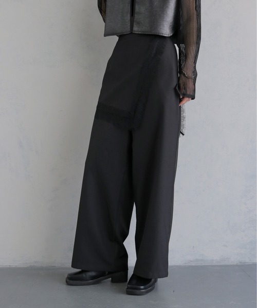 &g'aime(アンジェム)の「【&g'aime 】レースレイヤードパンツ Lace Layered Pants(スラックス・レディース・ブラウン/ブラック・FREE)」の13枚目の写真