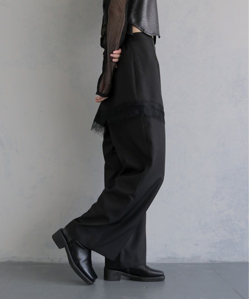 &g'aime(アンジェム)の「【&g'aime 】レースレイヤードパンツ Lace Layered Pants(スラックス・レディース・ブラウン/ブラック・FREE)」の15枚目の写真