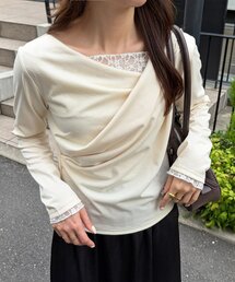 【WEB限定】レースドッキングドレープロングTシャツ