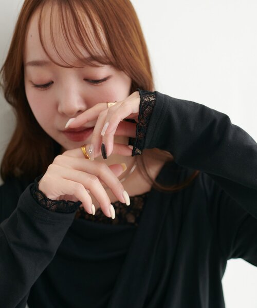 DISCOAT（ディスコート）の「【WEB限定】レースドッキングドレープロングTシャツ（Tシャツ/カットソー・レディース・グレー/ブラック/グレイッシュベージュ・FREE）」の11枚目の写真