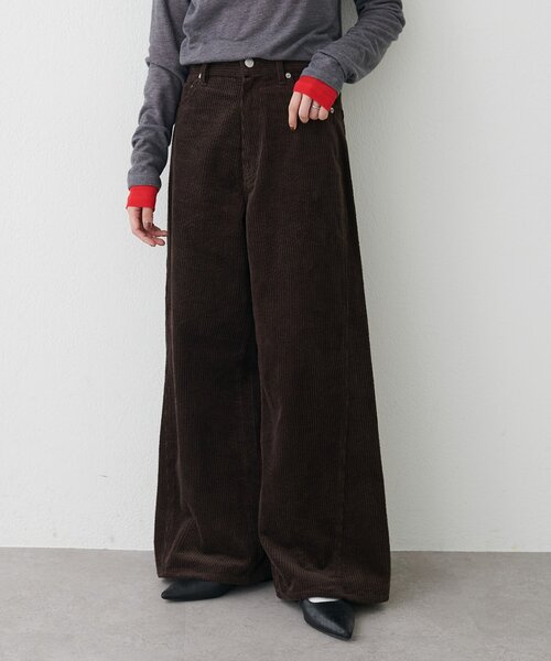 DISCOAT(ディスコート)の「コーデュロイワイドパンツ(その他パンツ・レディース・ブラウン/ピンク/アイボリー・LARGE/MEDIUM)」の1枚目の写真