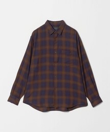 コットン レーヨン パターン ジャストルーズ レギュラーカラー 長袖 シャツ