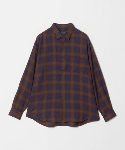 green label relaxing（グリーンレーベルリラクシング）の「コットン レーヨン パターン ジャストルーズ レギュラーカラー 長袖 シャツ（シャツ/ブラウス・メンズ・ベージュ/ダークブラウン/ダークグレー・S/L/M/XL）」の2枚目の写真