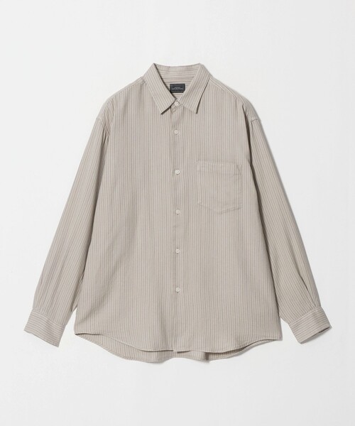 green label relaxing（グリーンレーベルリラクシング）の「コットン レーヨン パターン ジャストルーズ レギュラーカラー 長袖 シャツ（シャツ/ブラウス・メンズ・ベージュ/ダークブラウン/ダークグレー・S/L/M/XL）」の3枚目の写真