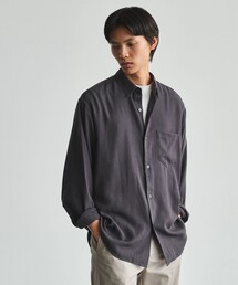 コットン レーヨン パターン ジャストルーズ レギュラーカラー 長袖 シャツ