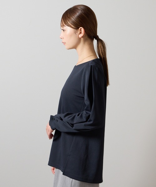 etre pret(エトレプレ)の「タックスリーブ長袖ブラウス(ビジネスシャツ・レディース・アイボリー/ネイビー・LL/L/M/S)」の14枚目の写真