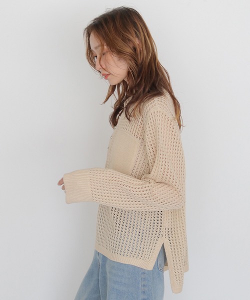 CLEIO（クレイオ）の「【CLEIO】メッシュポロニット MESH POLO KNIT（ニット/セーター・レディース・アイボリー/ベージュ/ブラック・FREE）」の8枚目の写真