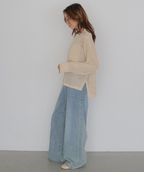 CLEIO（クレイオ）の「【CLEIO】メッシュポロニット MESH POLO KNIT（ニット/セーター・レディース・アイボリー/ベージュ/ブラック・FREE）」の15枚目の写真