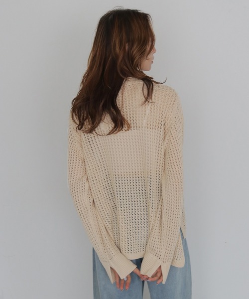 CLEIO（クレイオ）の「【CLEIO】メッシュポロニット MESH POLO KNIT（ニット/セーター・レディース・アイボリー/ベージュ/ブラック・FREE）」の9枚目の写真