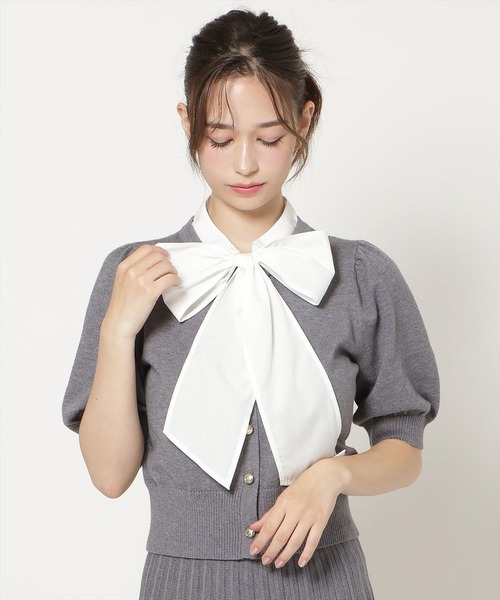 WILLSELECTION(ウィルセレクション)の「【Knit setup Series】リボンタイドッキングパフニット(ニット/セーター・レディース・モカ/ブルー/グレー/ブラック・FREE)」の2枚目の写真