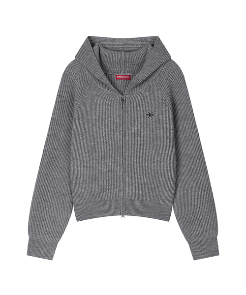 KITSCH&KISS(キッチアンドキス)の「ハッチニット ジップアップパーカー (26FOU-HDZP01)(パーカー・レディース・ブラック/グレー/ピンク・FREE)」の2枚目の写真