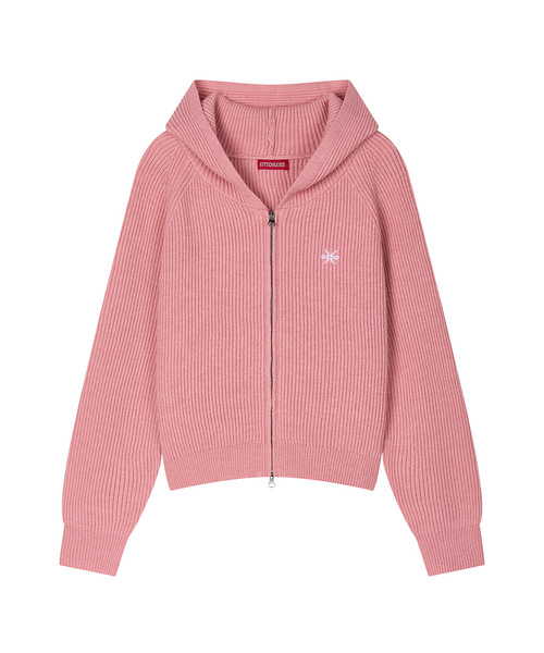 KITSCH&KISS(キッチアンドキス)の「ハッチニット ジップアップパーカー (26FOU-HDZP01)(パーカー・レディース・ブラック/グレー/ピンク・FREE)」の3枚目の写真