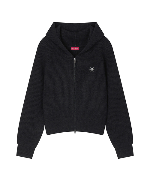 KITSCH&KISS(キッチアンドキス)の「ハッチニット ジップアップパーカー (26FOU-HDZP01)(パーカー・レディース・ブラック/グレー/ピンク・FREE)」の1枚目の写真
