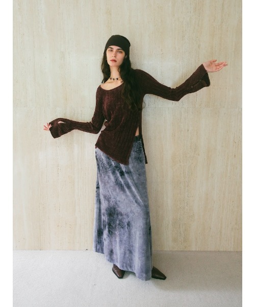 Ruh Dhan(ルーダン)の「Botanical Ice Dye Skirt(スカート・レディース・グレイッシュベージュ/ベージュ・FREE)」の14枚目の写真