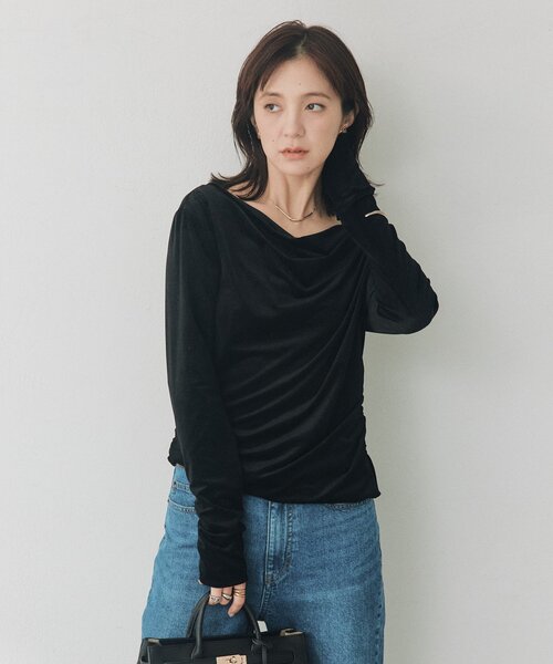 RIVE DROITE(リヴドロワ)の「シアーベロアドレーピーカットソー(秋服/冬服/オフィスカジュアル)(Tシャツ/カットソー・レディース・オフホワイト/グレー/ブラック・FREE)」の17枚目の写真