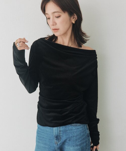 RIVE DROITE(リヴドロワ)の「シアーベロアドレーピーカットソー(秋服/冬服/オフィスカジュアル)(Tシャツ/カットソー・レディース・オフホワイト/グレー/ブラック・FREE)」の18枚目の写真