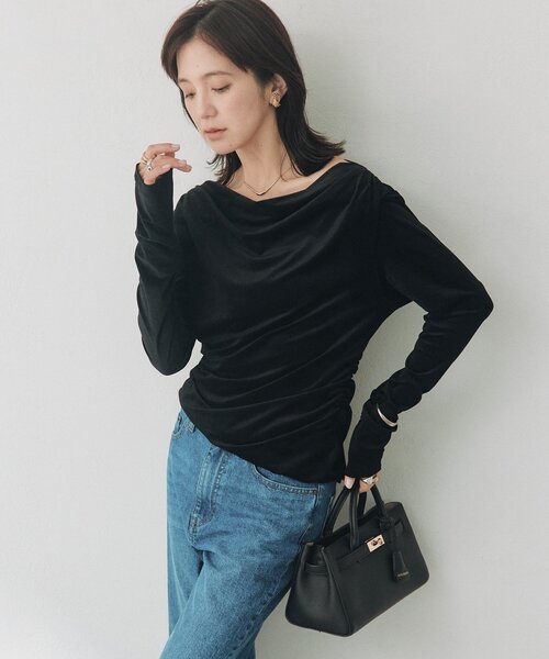 RIVE DROITE(リヴドロワ)の「シアーベロアドレーピーカットソー(秋服/冬服/オフィスカジュアル)(Tシャツ/カットソー・レディース・オフホワイト/グレー/ブラック・FREE)」の19枚目の写真
