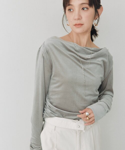 RIVE DROITE(リヴドロワ)の「シアーベロアドレーピーカットソー(秋服/冬服/オフィスカジュアル)(Tシャツ/カットソー・レディース・オフホワイト/グレー/ブラック・FREE)」の13枚目の写真