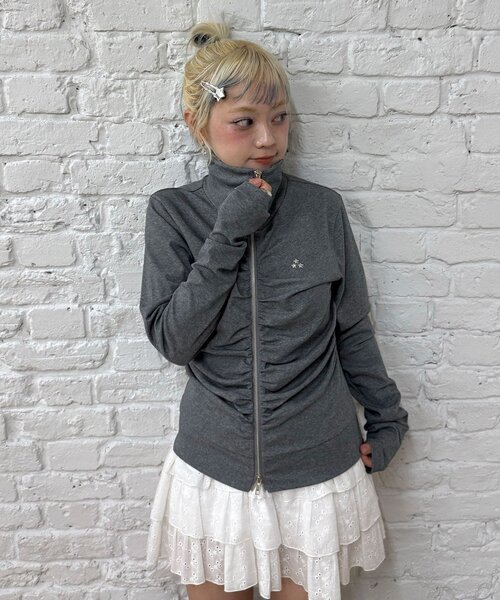 CIAOPANIC(チャオパニック)の「ハイネック星スタッズギャザーダブルジップブルゾン(Tシャツ/カットソー・レディース・チャコールグレー/グレー/サックスブルー・ONE SIZE)」の20枚目の写真