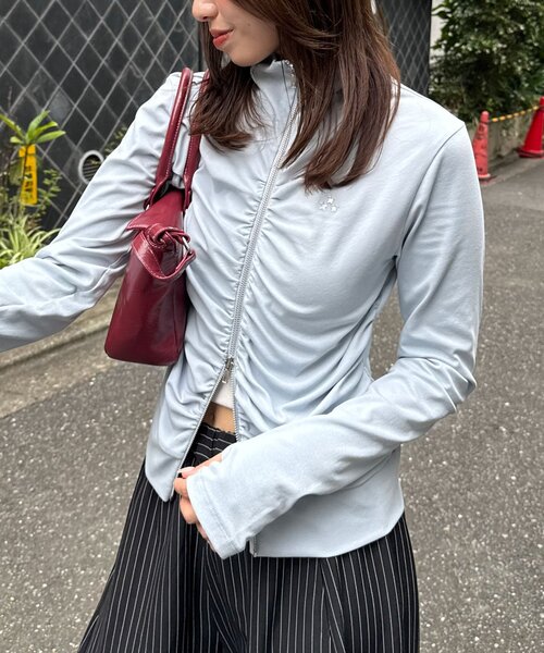 CIAOPANIC(チャオパニック)の「ハイネック星スタッズギャザーダブルジップブルゾン(Tシャツ/カットソー・レディース・チャコールグレー/グレー/サックスブルー・ONE SIZE)」の22枚目の写真