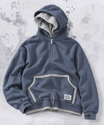 XTONZ（エクストーンズ）の「XTT169 フィンガーホールワッフルレイヤード クロップドフードジップアップ (NAVY)（パーカー）」
