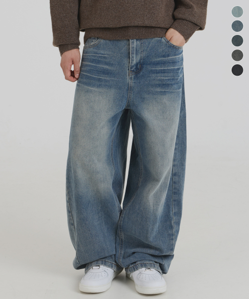 PIANER(ピアネール)の「フェードウォッシュカーブドデニムパンツ(5カラー)(デニムパンツ・レディース・チャコールグレー/ライトブルー/ブラック/ブルー/ダークブルー・MEDIUM/LARGE/X-LARGE)」の6枚目の写真