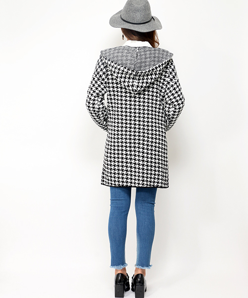 VENCEEXCHANGE（ヴァンスエクスチェンジ）の「フード付チドリコーディガン（カーディガン/ボレロ・レディース・ブラック・MEDIUM）」の4枚目の写真