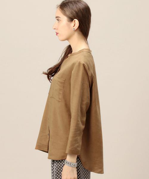 BEAUTY&YOUTH UNITED ARROWS（ビューティーアンドユースユナイテッドアローズ）の「BY フェイクスエードポケットスタンドカラーシャツ◆（シャツ/ブラウス・レディース・ベージュ/オリーブ/ネイビー・FREE）」の13枚目の写真