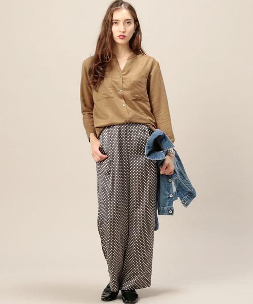 BEAUTY&YOUTH UNITED ARROWS（ビューティーアンドユースユナイテッドアローズ）の「BY フェイクスエードポケットスタンドカラーシャツ◆（シャツ/ブラウス・レディース・ベージュ/オリーブ/ネイビー・FREE）」の4枚目の写真