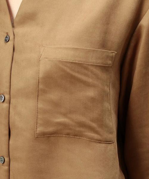 BEAUTY&YOUTH UNITED ARROWS（ビューティーアンドユースユナイテッドアローズ）の「BY フェイクスエードポケットスタンドカラーシャツ◆（シャツ/ブラウス・レディース・ベージュ/オリーブ/ネイビー・FREE）」の7枚目の写真